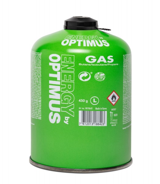 Optimus Gas 450g Butan/Isobutan/Propan (EN,FR,DE,NO,SE,NL,FI,ES,IT,PT,DK,CZ,PL)